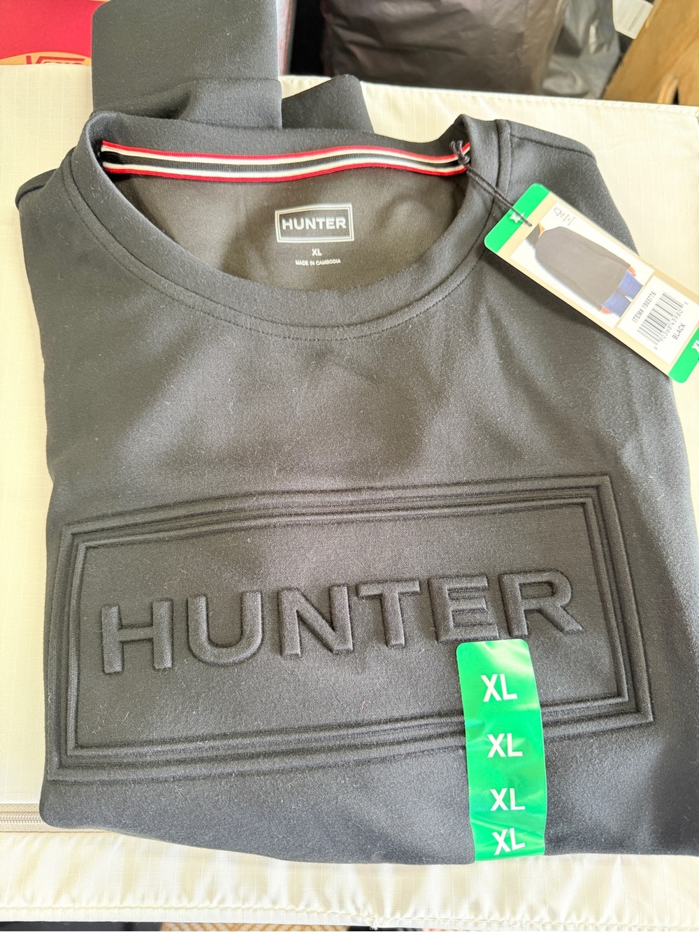 Women’s Hunter Black Embossed Logo Crewneck Sweatshirt - XL